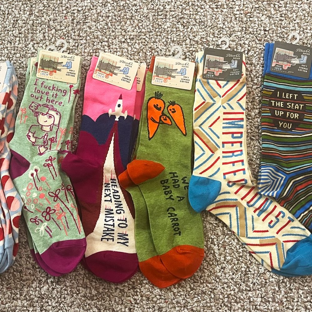 NWT 12 pair Blue Q graphic socks